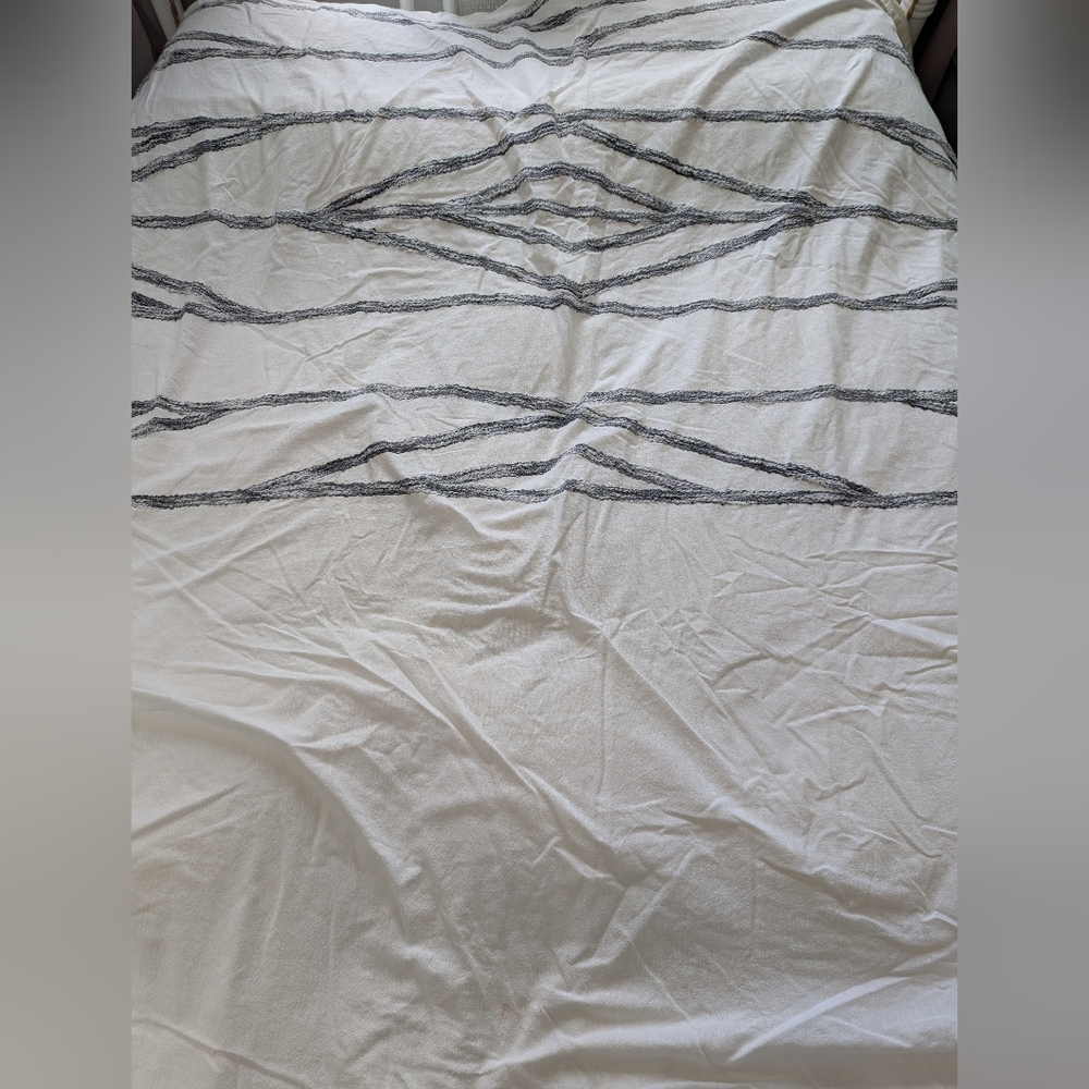 Pendleton Home Collections King Cotton Duvet Cover Cream W/Gray Pattern